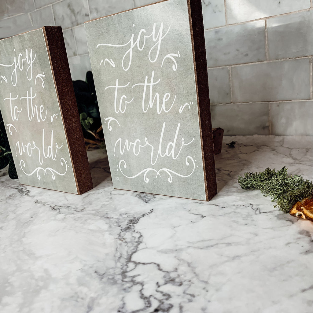 Joy To The World Christmas Sign Farm Fresh Trees Rustic Holiday Block Decor