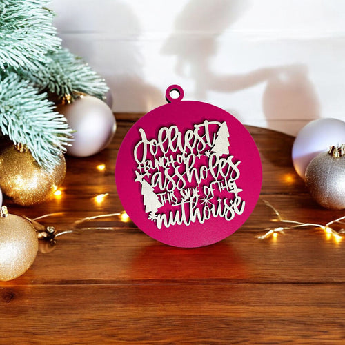 Imperfect Jolliest Handcrafted Wooden 3D Christmas Ornament Set Limited Edition Tree Decor BandsCo Straps
