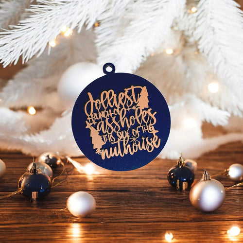 Imperfect Jolliest Handcrafted Wooden 3D Christmas Ornament Set Limited Edition Tree Decor BandsCo Straps
