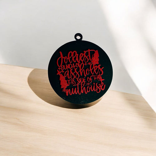 Imperfect Jolliest Handcrafted Wooden 3D Christmas Ornament Set Limited Edition Tree Decor BandsCo Straps