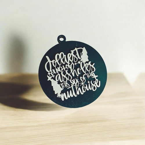Imperfect Jolliest Handcrafted Wooden 3D Christmas Ornament Set Limited Edition Tree Decor BandsCo Straps