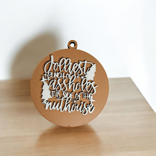 Imperfect Jolliest Handcrafted Wooden 3D Christmas Ornament Set Limited Edition Tree Decor BandsCo Straps