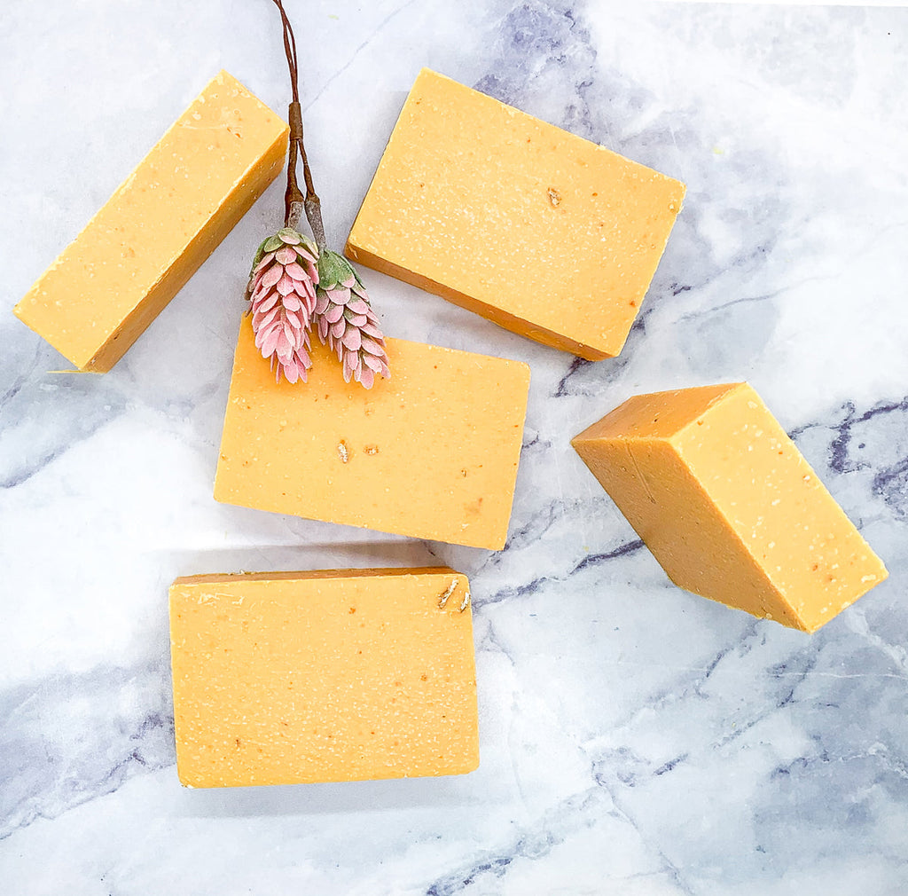 Peach Tea Exfoliating Body Scrub Soap - Sea Salt Oatmeal Sweet Citrus Scent BandsCo Straps