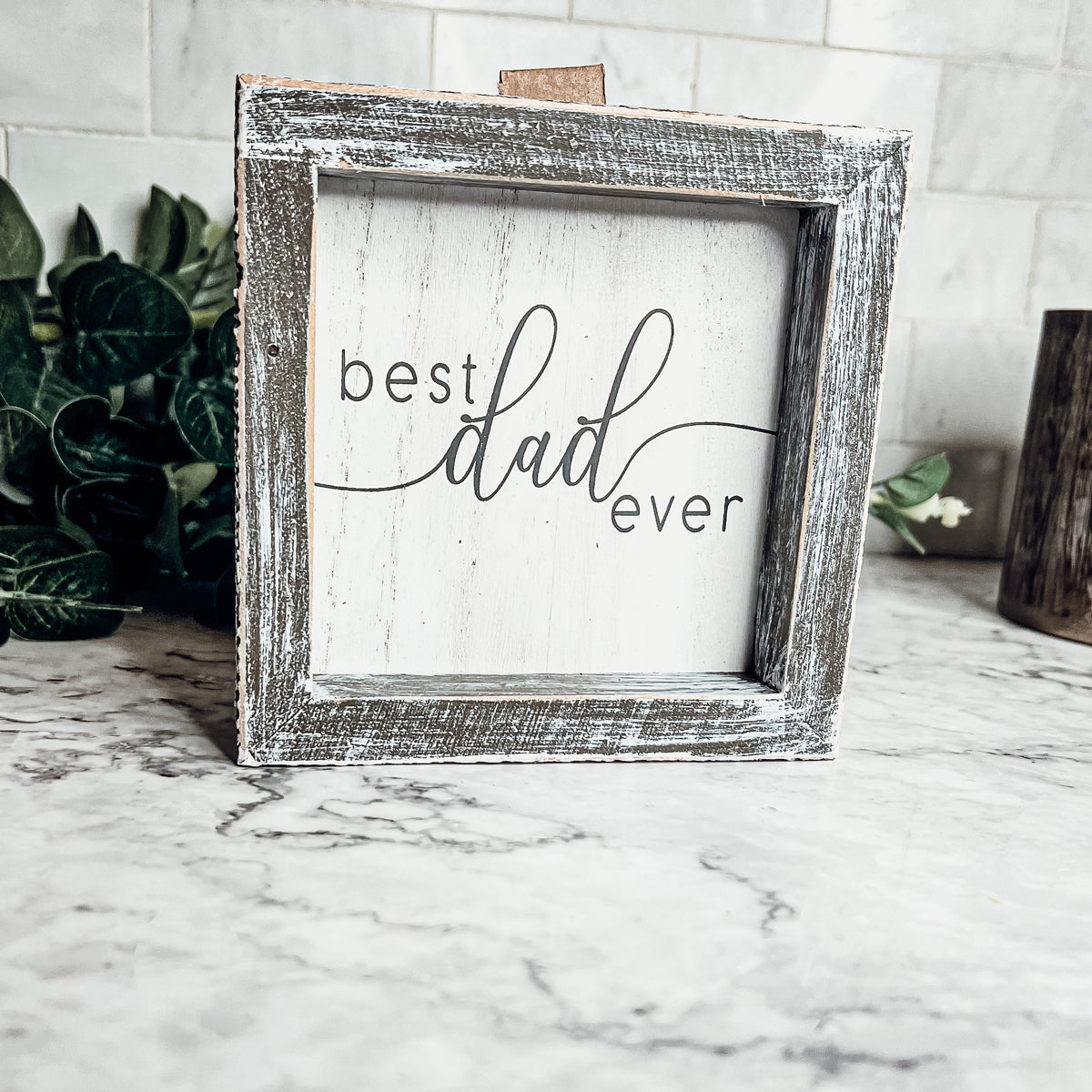 Best Dad Ever Wooden Framed Sign 5x5 Gift For Fathers Day Birthday Home Decor BandsCo Straps