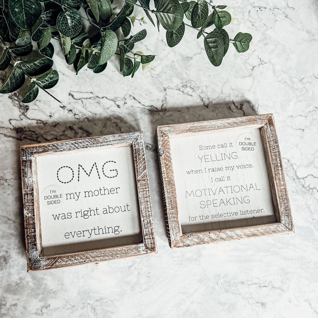 Funny Double Sided 6 Inch Wooden Mom Sign Desk Plaque Home Decor Gift For Mother BandsCo Straps