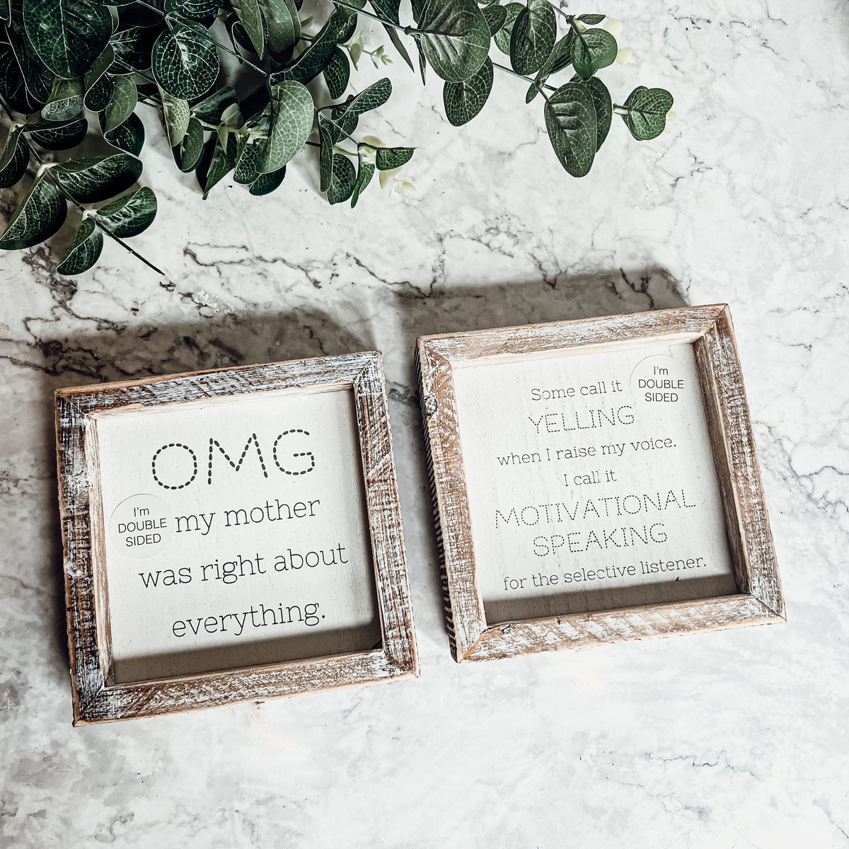Funny Double Sided 6 Inch Wooden Mom Sign Desk Plaque Home Decor Gift For Mother BandsCo Straps