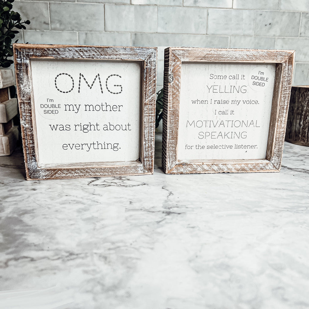 Funny Double Sided 6 Inch Wooden Mom Sign Desk Plaque Home Decor Gift For Mother BandsCo Straps