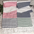 Mediterranean Cotton Bath Towel 180GSM Lightweight Gray Blue Summer BandsCo Straps