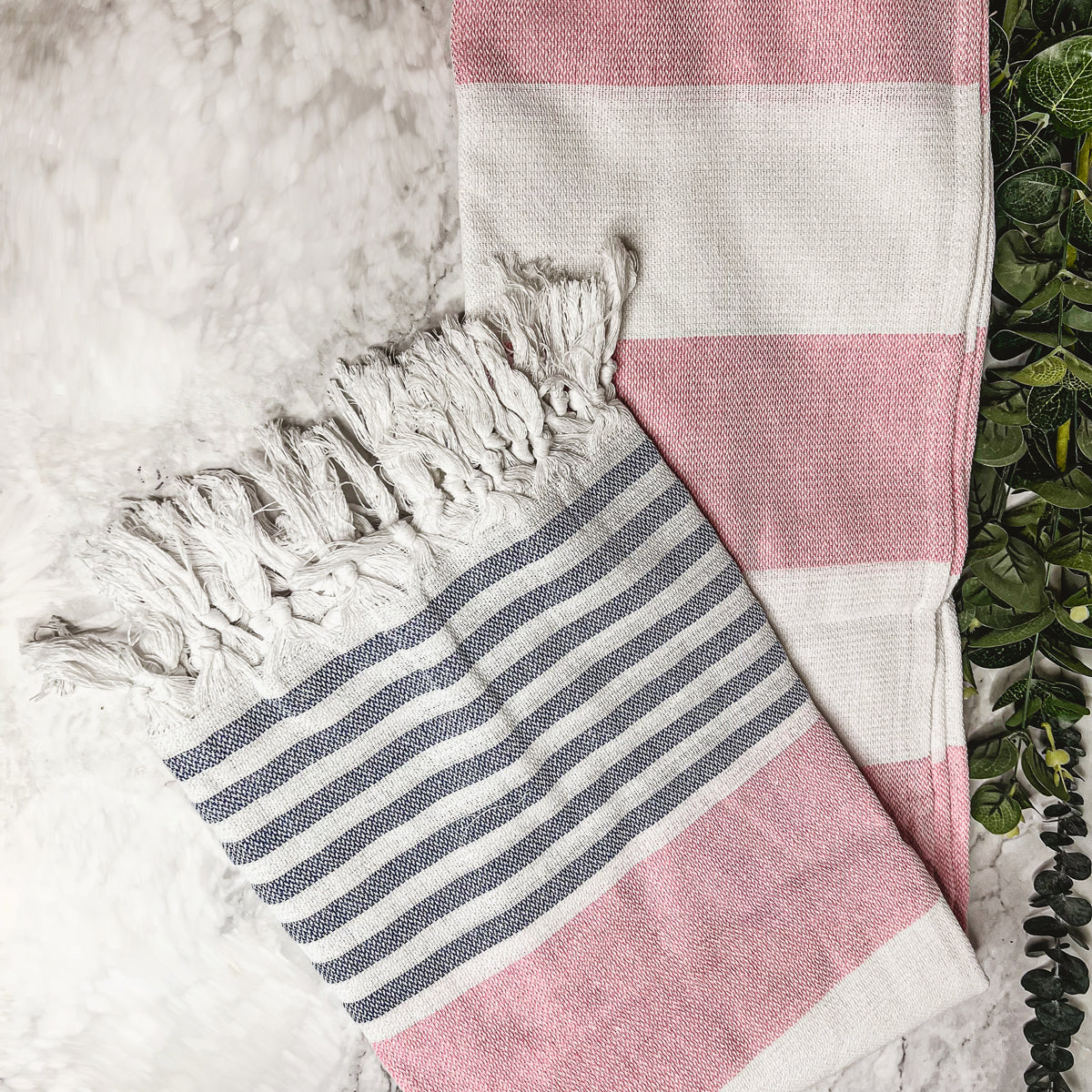 Mediterranean Cotton Bath Towel 180GSM Lightweight Gray Blue Summer BandsCo Straps