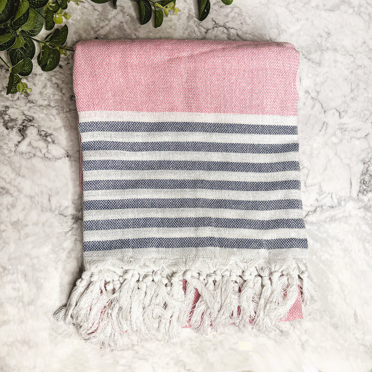 Mediterranean Cotton Bath Towel 180GSM Lightweight Gray Blue Summer BandsCo Straps
