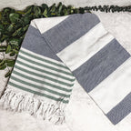 Mediterranean Cotton Bath Towel 180GSM Lightweight Gray Blue Summer BandsCo Straps