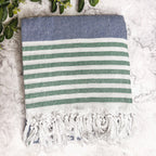 Mediterranean Cotton Bath Towel 180GSM Lightweight Gray Blue Summer BandsCo Straps