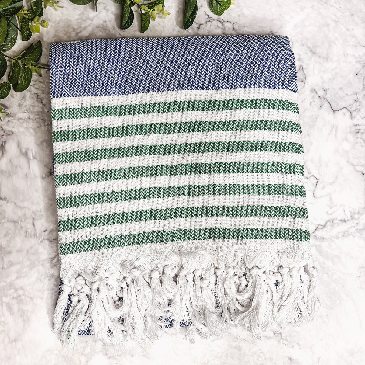 Mediterranean Cotton Bath Towel 180GSM Lightweight Gray Blue Summer BandsCo Straps