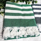 Turkish Cotton Towel 180 GSM Lightweight Peshtemal Beach Towel Striped BandsCo Straps
