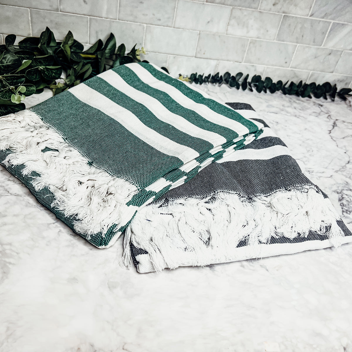 Turkish Cotton Towel 180 GSM Lightweight Peshtemal Beach Towel Striped BandsCo Straps
