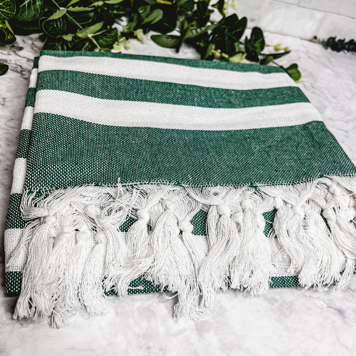 Turkish Cotton Towel 180 GSM Lightweight Peshtemal Beach Towel Striped BandsCo Straps