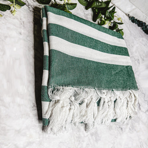 Turkish Cotton Towel 180 GSM Lightweight Peshtemal Beach Towel Striped BandsCo Straps