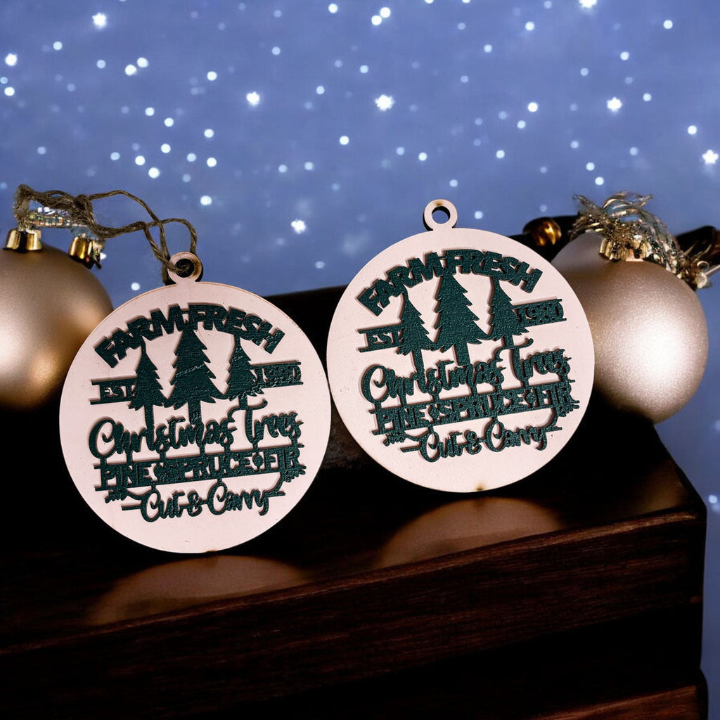 Handcrafted 3D Wooden Christmas Ornaments Farm Fresh Imperfect Set Tree Hanging Holiday Decor BandsCo Straps