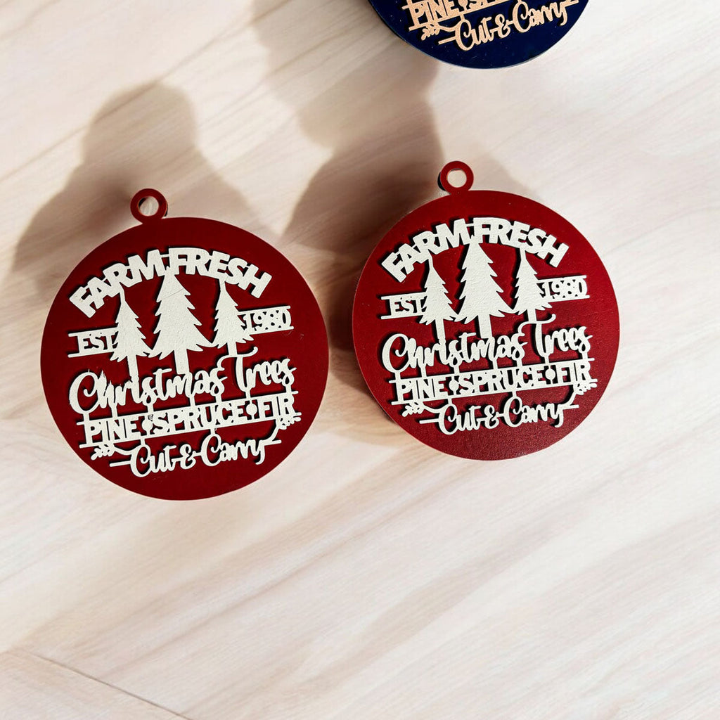 Handcrafted 3D Wooden Christmas Ornaments Farm Fresh Imperfect Set Tree Hanging Holiday Decor BandsCo Straps