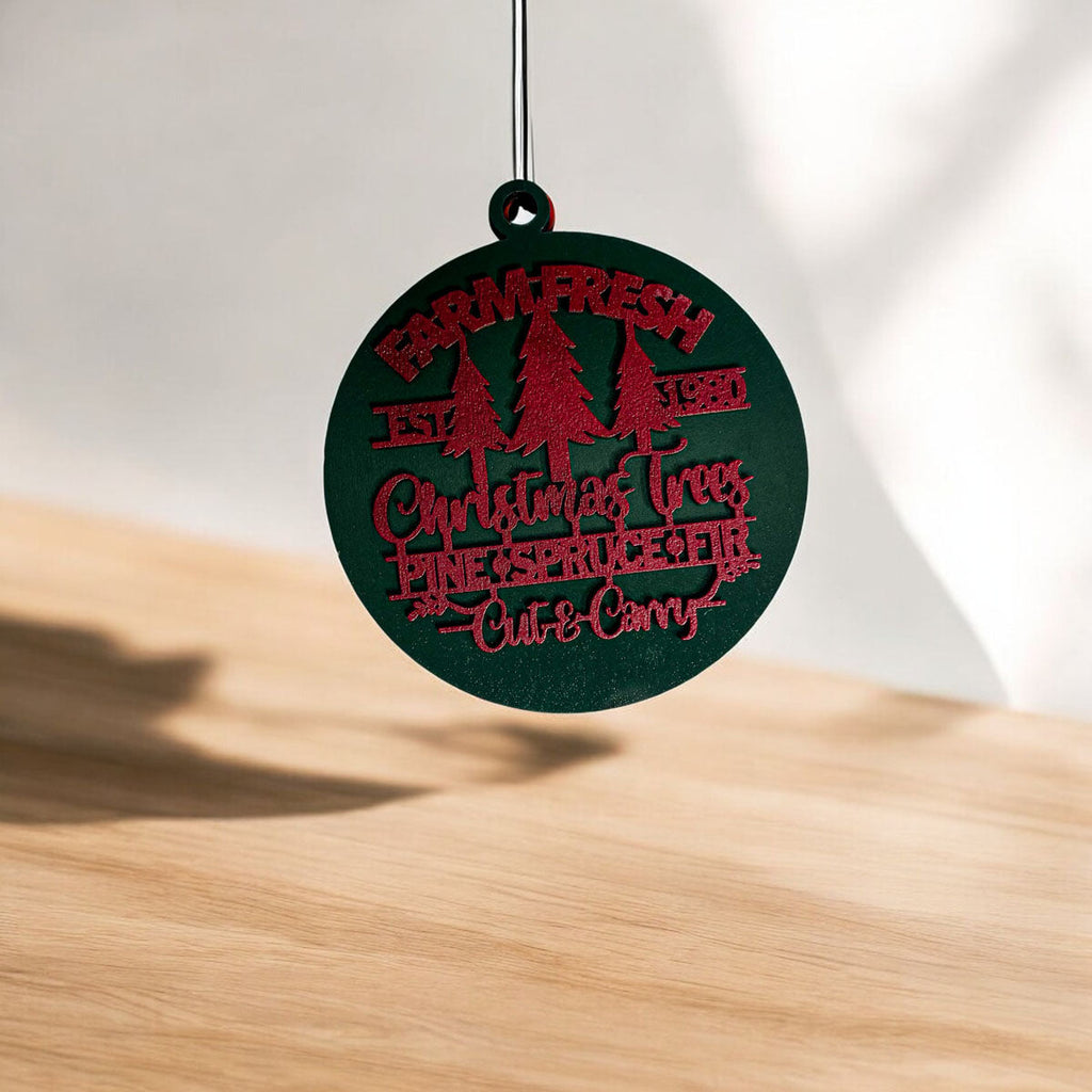 Handcrafted 3D Wooden Christmas Ornaments Farm Fresh Imperfect Set Tree Hanging Holiday Decor BandsCo Straps