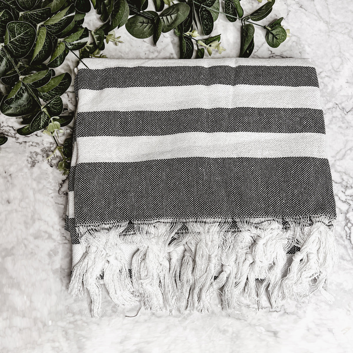 Turkish Cotton Towel 180 GSM Lightweight Peshtemal Beach Towel Striped BandsCo Straps