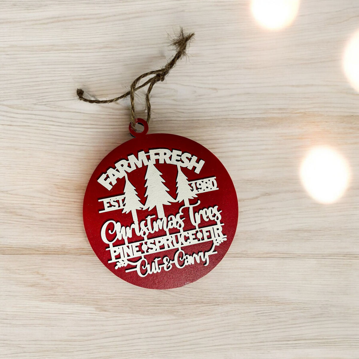Handcrafted 3D Wooden Christmas Ornaments Farm Fresh Imperfect Set Tree Hanging Holiday Decor BandsCo Straps