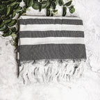 Turkish Cotton Towel 180 GSM Lightweight Peshtemal Beach Towel Striped BandsCo Straps