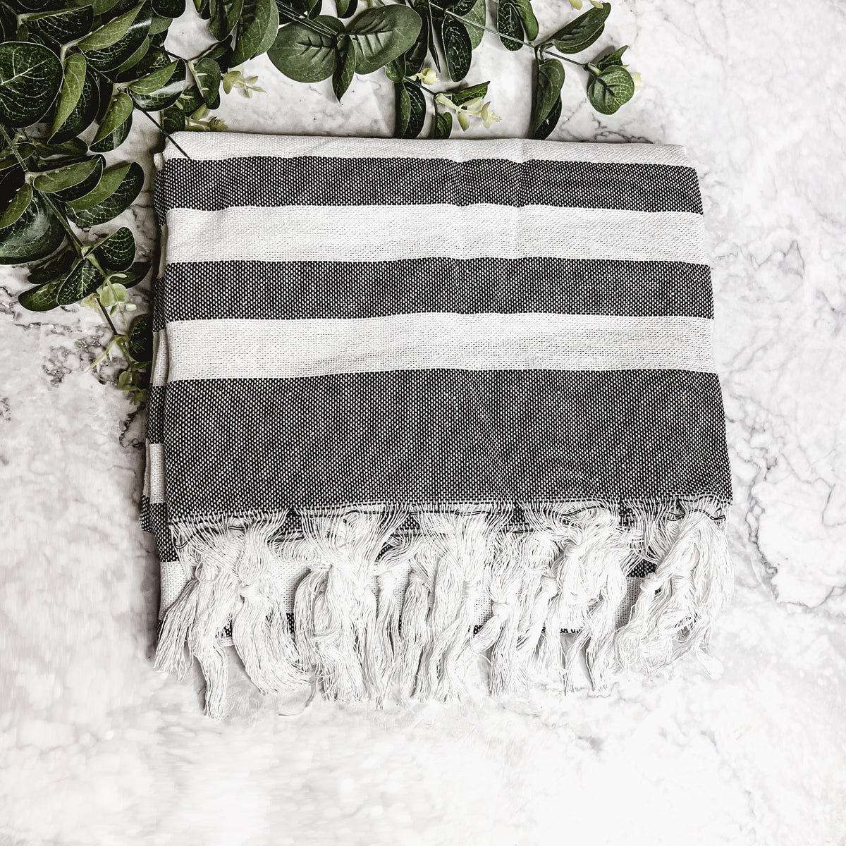 Turkish Cotton Towel 180 GSM Lightweight Peshtemal Beach Towel Striped BandsCo Straps