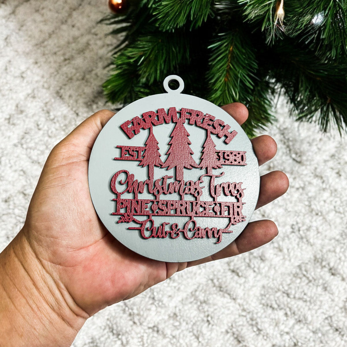 Handcrafted 3D Wooden Christmas Ornaments Farm Fresh Imperfect Set Tree Hanging Holiday Decor BandsCo Straps