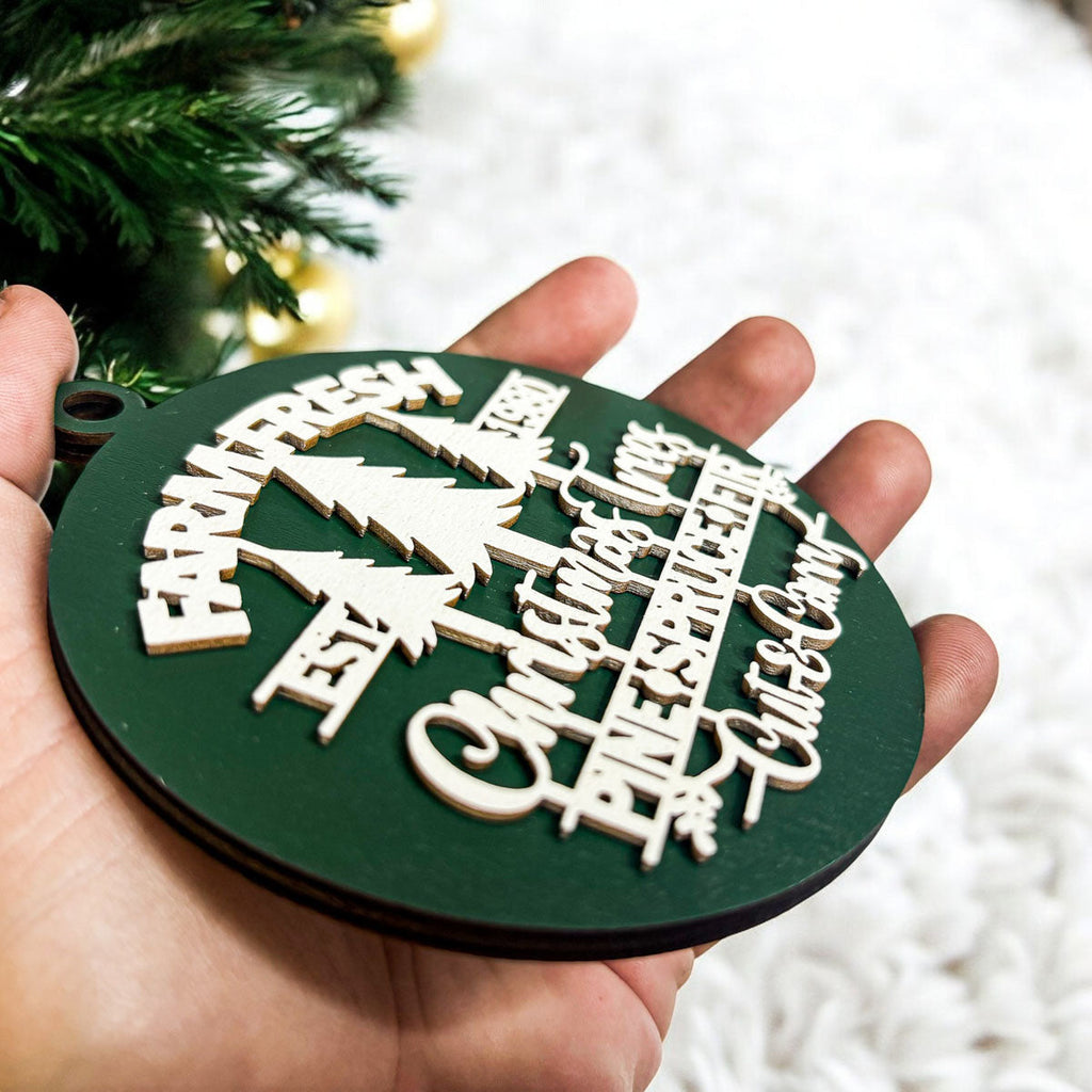 Handcrafted 3D Wooden Christmas Ornaments Farm Fresh Imperfect Set Tree Hanging Holiday Decor BandsCo Straps