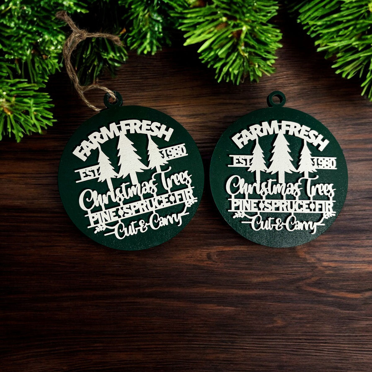 Handcrafted 3D Wooden Christmas Ornaments Farm Fresh Imperfect Set Tree Hanging Holiday Decor BandsCo Straps