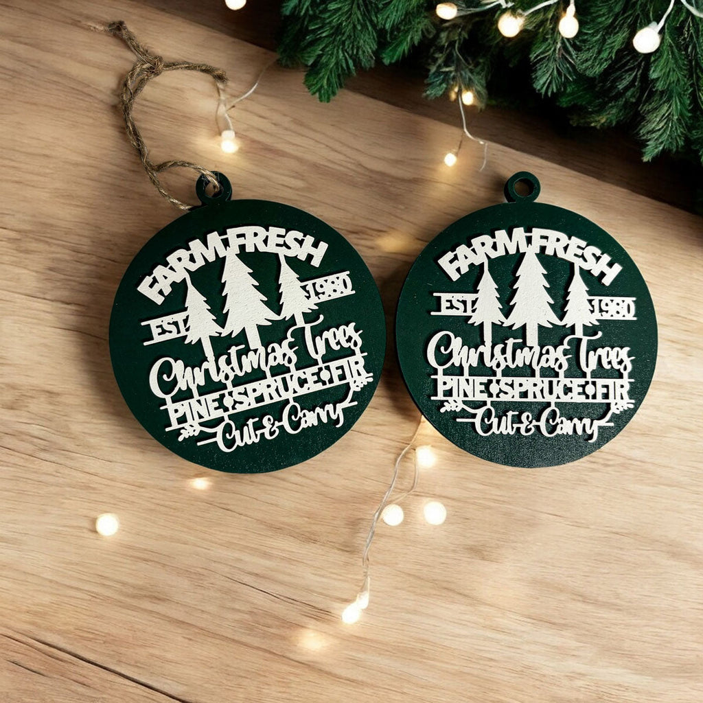 Handcrafted 3D Wooden Christmas Ornaments Farm Fresh Imperfect Set Tree Hanging Holiday Decor BandsCo Straps