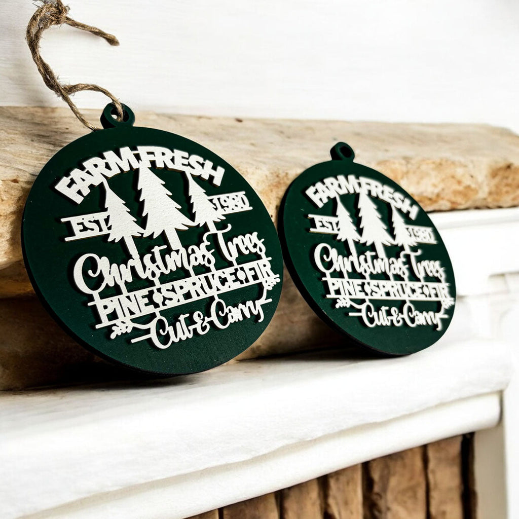 Handcrafted 3D Wooden Christmas Ornaments Farm Fresh Imperfect Set Tree Hanging Holiday Decor BandsCo Straps