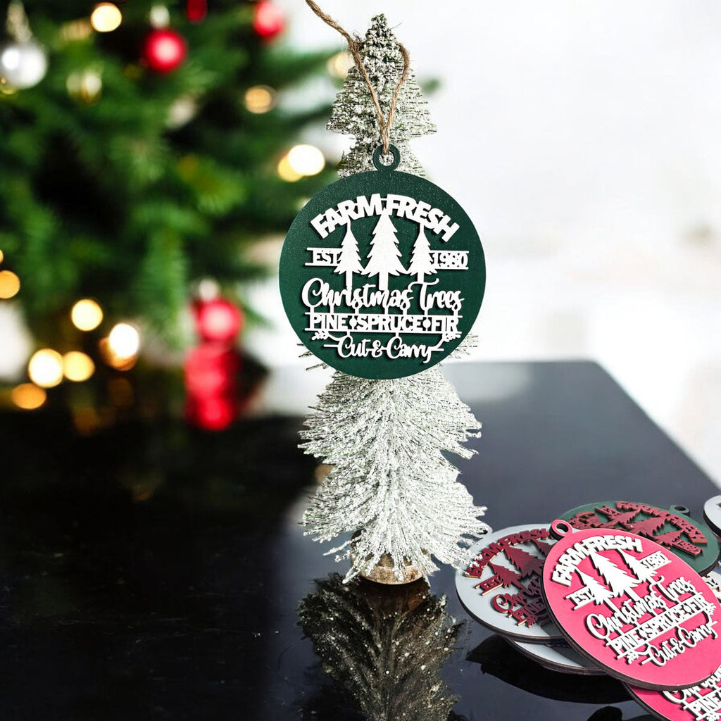 Handcrafted 3D Wooden Christmas Ornaments Farm Fresh Imperfect Set Tree Hanging Holiday Decor BandsCo Straps
