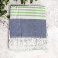 Pop Of Summer Turkish Towel 180GSM Lightweight Cotton Peshtemal Beach Bath Towel With Fringe BandsCo Straps