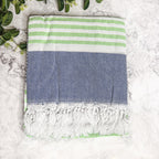Pop Of Summer Turkish Towel 180GSM Lightweight Cotton Peshtemal Beach Bath Towel With Fringe BandsCo Straps