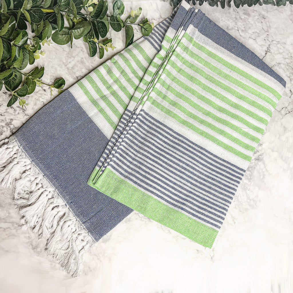 Pop Of Summer Turkish Towel 180GSM Lightweight Cotton Peshtemal Beach Bath Towel With Fringe BandsCo Straps
