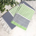 Pop Of Summer Turkish Towel 180GSM Lightweight Cotton Peshtemal Beach Bath Towel With Fringe BandsCo Straps