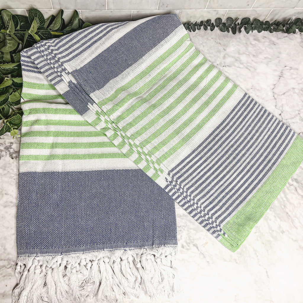 Pop Of Summer Turkish Towel 180GSM Lightweight Cotton Peshtemal Beach Bath Towel With Fringe BandsCo Straps
