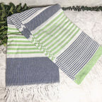 Pop Of Summer Turkish Towel 180GSM Lightweight Cotton Peshtemal Beach Bath Towel With Fringe BandsCo Straps