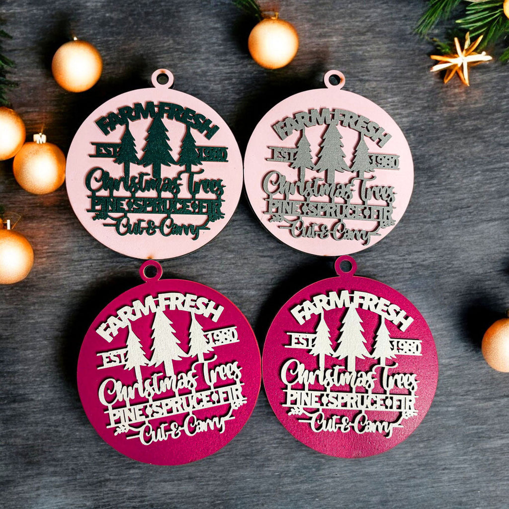 Handcrafted 3D Wooden Christmas Ornaments Farm Fresh Imperfect Set Tree Hanging Holiday Decor BandsCo Straps