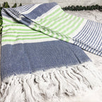 Pop Of Summer Turkish Towel 180GSM Lightweight Cotton Peshtemal Beach Bath Towel With Fringe BandsCo Straps