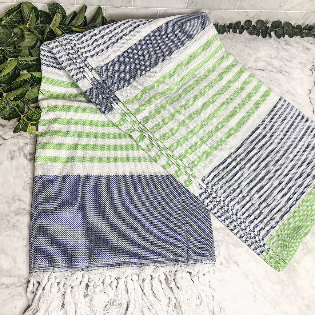 Pop Of Summer Turkish Towel 180GSM Lightweight Cotton Peshtemal Beach Bath Towel With Fringe BandsCo Straps