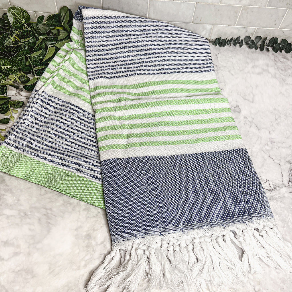 Pop Of Summer Turkish Towel 180GSM Lightweight Cotton Peshtemal Beach Bath Towel With Fringe BandsCo Straps