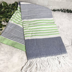 Pop Of Summer Turkish Towel 180GSM Lightweight Cotton Peshtemal Beach Bath Towel With Fringe BandsCo Straps