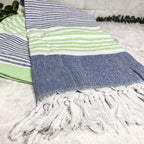 Pop Of Summer Turkish Towel 180GSM Lightweight Cotton Peshtemal Beach Bath Towel With Fringe BandsCo Straps