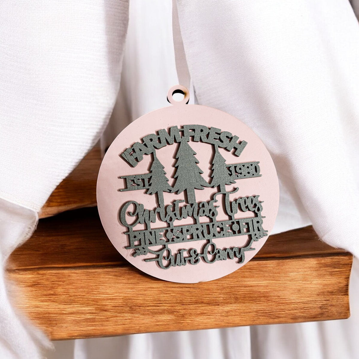 Handcrafted 3D Wooden Christmas Ornaments Farm Fresh Imperfect Set Tree Hanging Holiday Decor BandsCo Straps