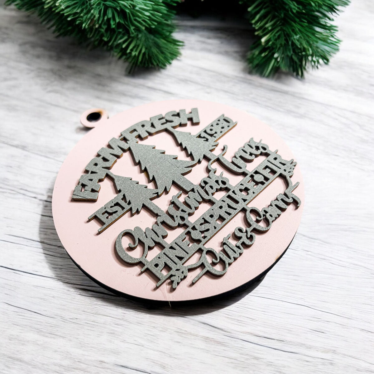 Handcrafted 3D Wooden Christmas Ornaments Farm Fresh Imperfect Set Tree Hanging Holiday Decor BandsCo Straps