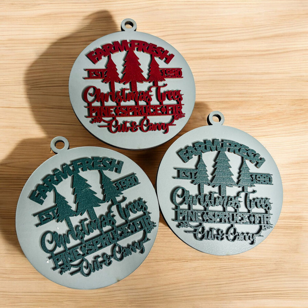 Handcrafted 3D Wooden Christmas Ornaments Farm Fresh Imperfect Set Tree Hanging Holiday Decor BandsCo Straps