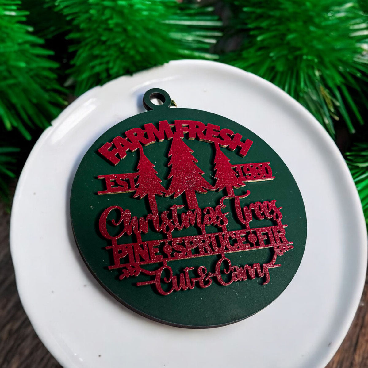 Handcrafted 3D Wooden Christmas Ornaments Farm Fresh Imperfect Set Tree Hanging Holiday Decor BandsCo Straps